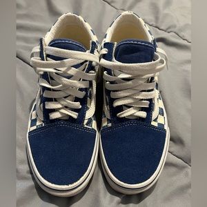 Vans Blue Checkered Old Skool Shoes sz 5.5 men/7 women